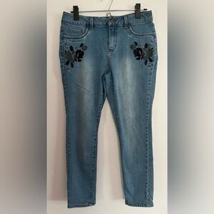 Workshop Republic cropped jeans floral accent size 6